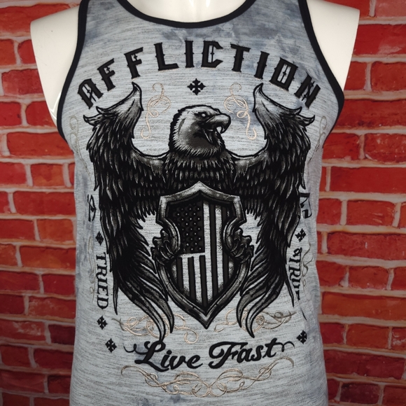 Affliction Men's Eagle Graphic Tank Top - Size: S / M / L - Gray / Black - NWT - Picture 2 of 6